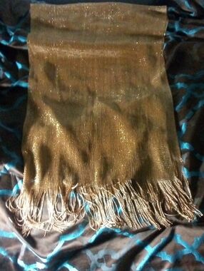 Metallic Gold Fringe Women's Scarf - Brand Unspecified